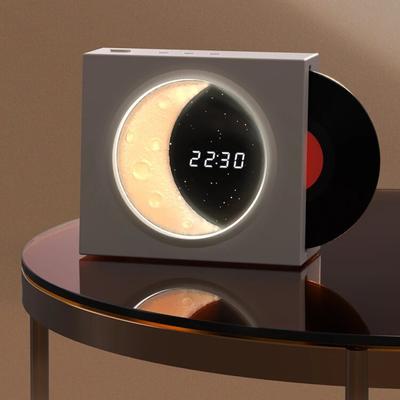 2023 Creative Retro CD Design Bluetooth 3D Stereo Speaker, Desktop Moon Lamp Clock Half Moon Starry, Sky Atmosphere Night Light
