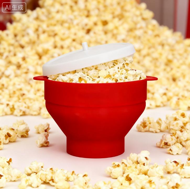 1pc Microwave Popcorn Maker-3L Large Capacity,Foldable Silicone Bowl,BPA-Free & Dishwasher Safe, Perfect for Family Movie Nights
