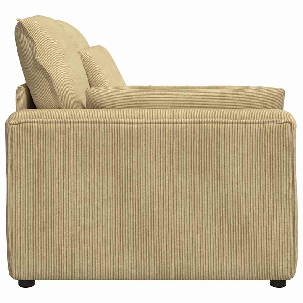 Modular Sofa End Module with Armrest and Cushions Gray Green 100 Cm