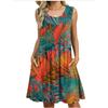 Damen Sommer Neues bedrucktes Tanktop Lockeres Kleid mit Tasche