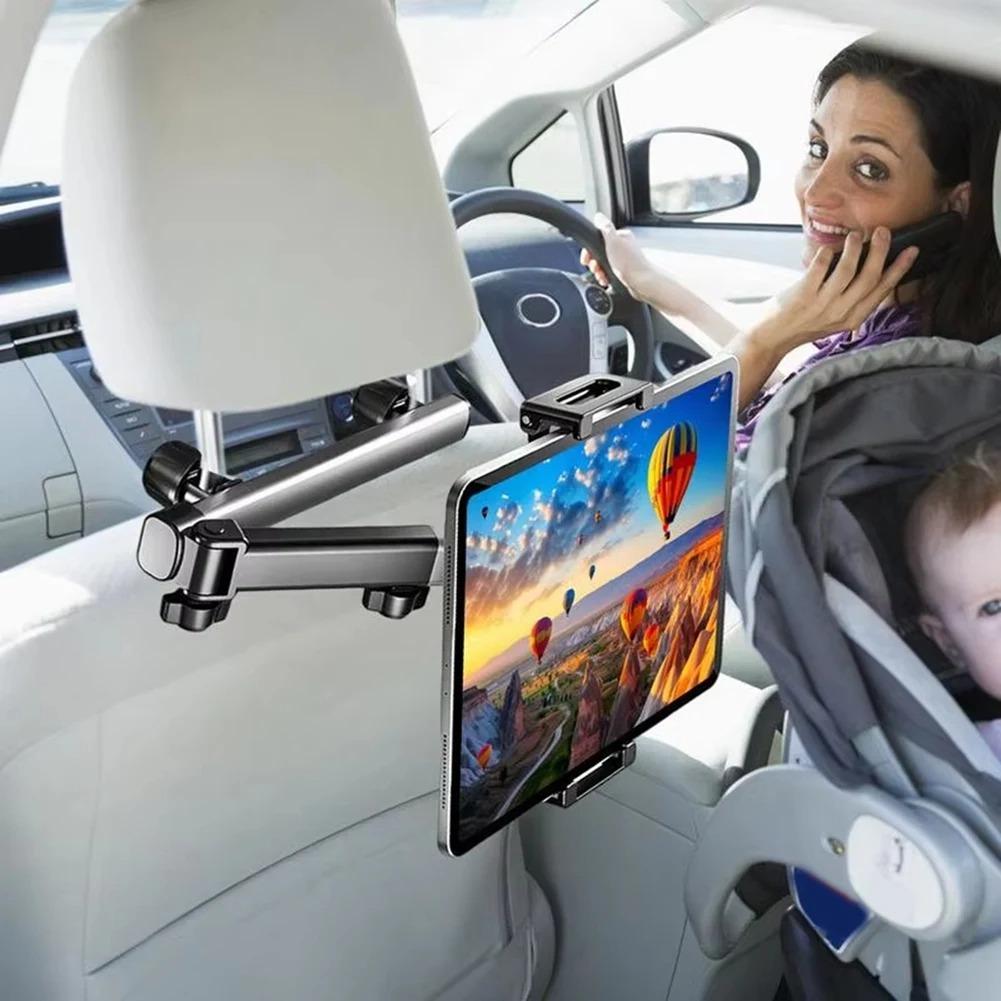 Car Headrest Tablet Holder Stand With Rotating Telescopic For 6-12.9inch Phone/tablet