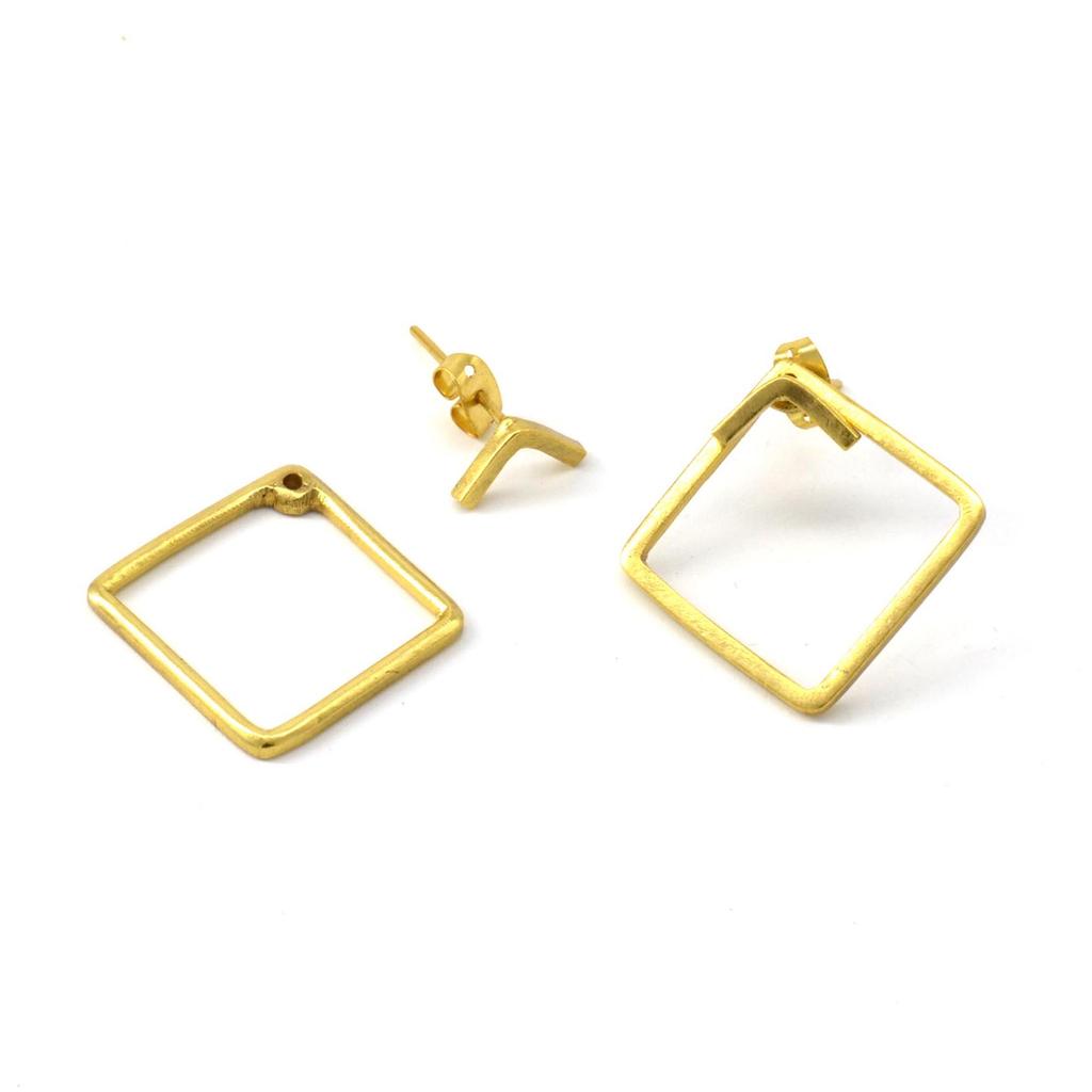 Náušnice čtvercové manžety do uší ze sterlingového stříbra 925, ručně vyráběné náušnice přední zadní, dárek pro ni