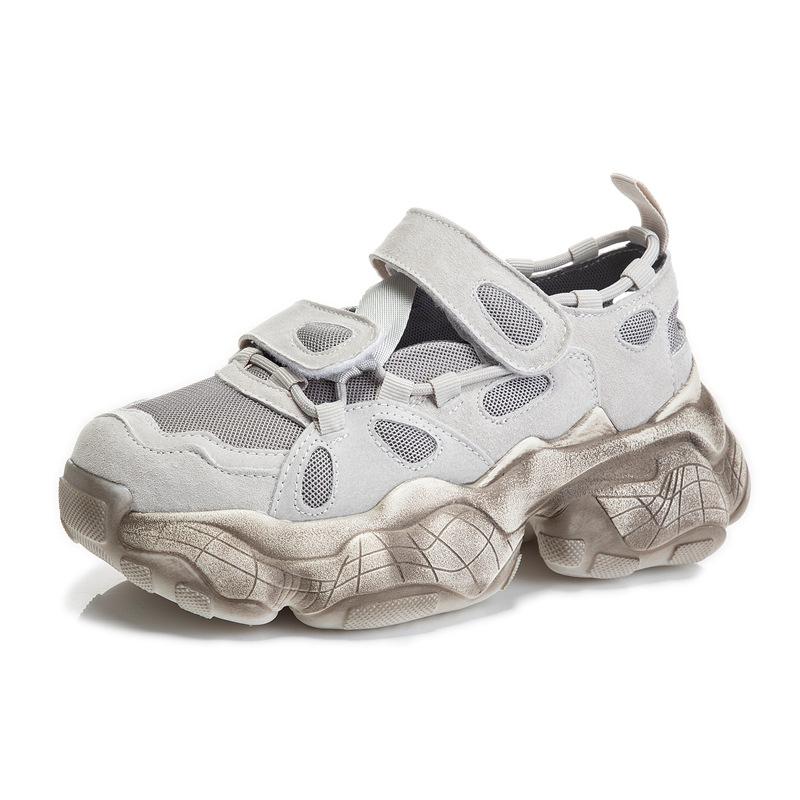 Velcro Leather Women's Shoes 2025 New Summer Casual Single Shoes Dad Sports Shoes Women's Suction Film Sole Shoes Children