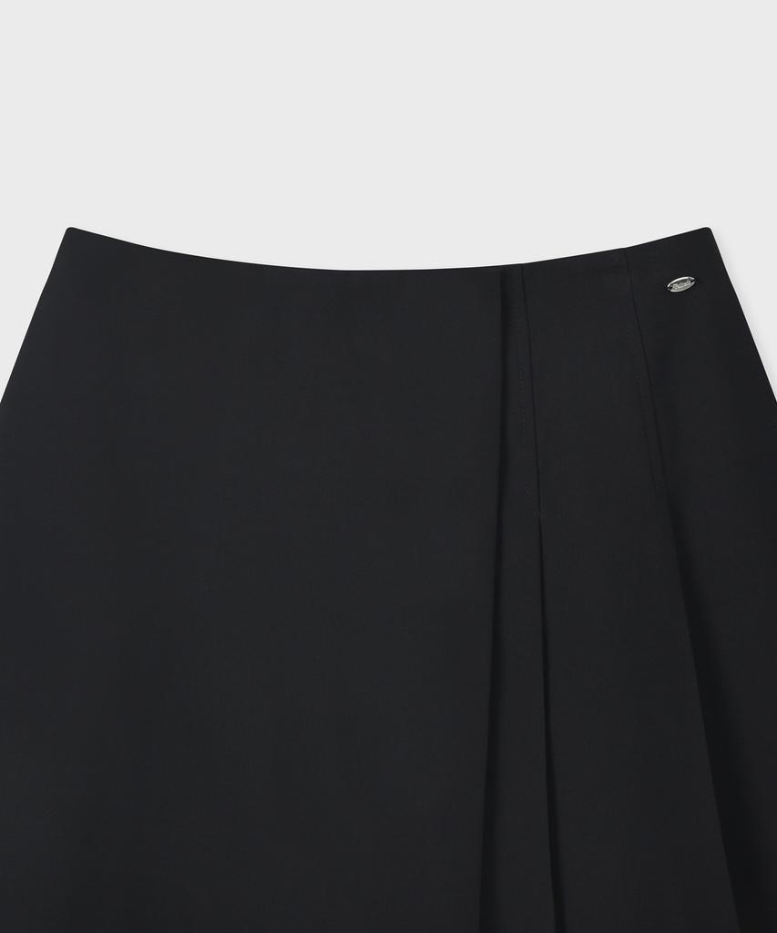 FALLETT Half Pleated Wrap Skirt Black