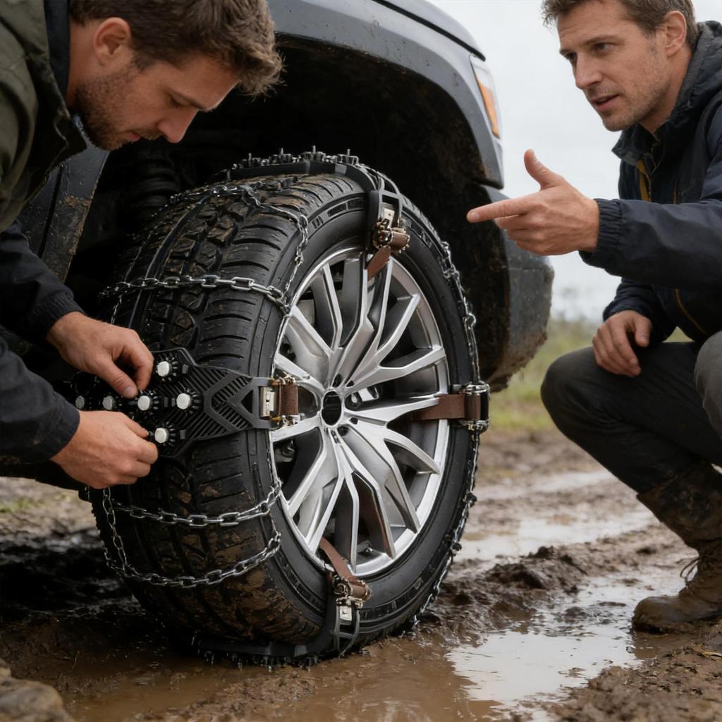 Snow Chains For Car Tires 8 Piece Auto Tyre Traction Grips Adjustable Snow Tire Chains For Suv Truck Pickup Van Sedans