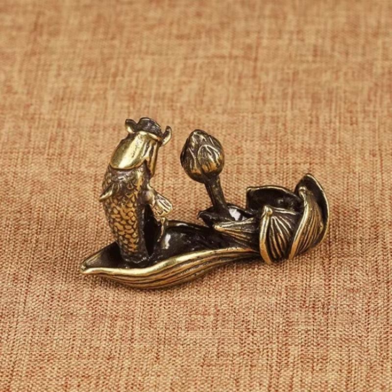 Brass Lotus Carp Fragrance Plug Retro Metal Zen Decoration Home Living Room Potted Fish Tank Landscape Decor Office DesktopDecor