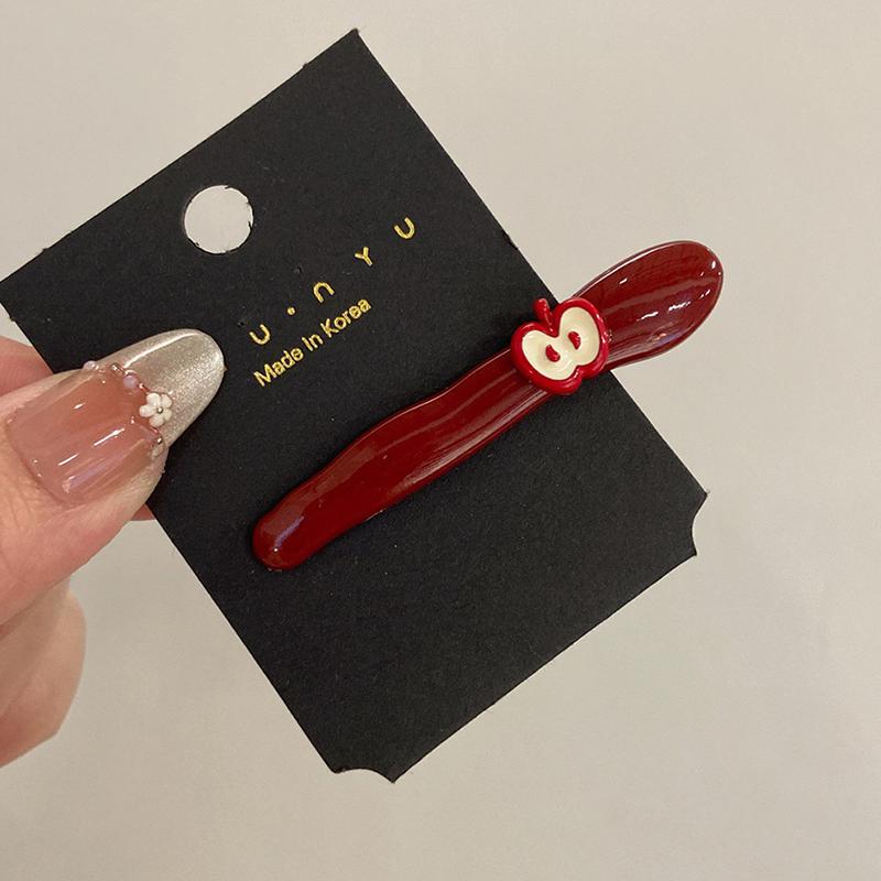 

6Pc Women Simple Side Bangs Small Duckbill Clip High Quality Trendy Children Performance Accessories Korean Red Apple Hair Clips