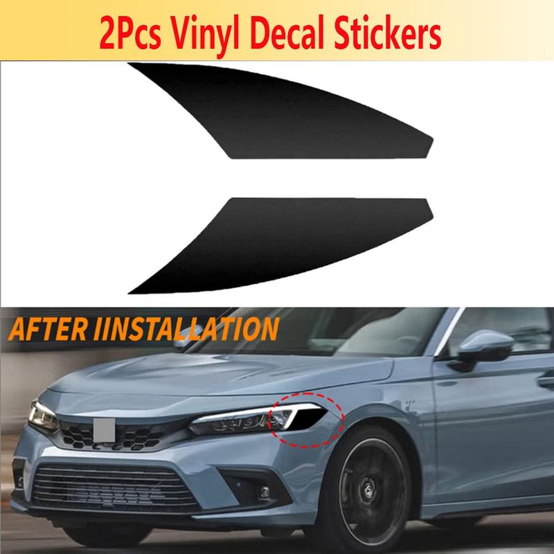 Smoke Black Headlight PreCut Vinyl Film Overlays For 2022-2025 Honda Civic Sedan