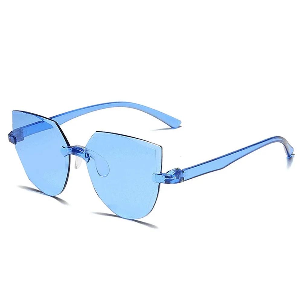 Stylish Ladies Cat Ear Sunglasses - Retro Frameless Jelly Transparent Design