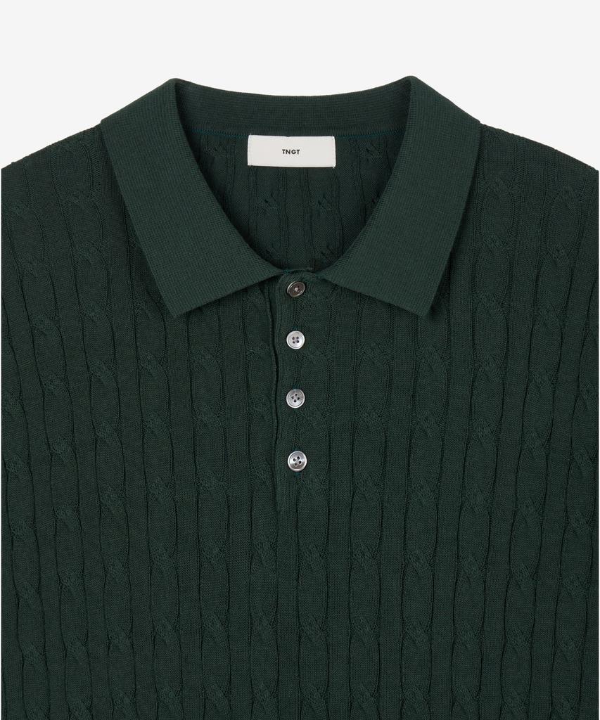 Tienjiti W Cable Polo Washable Knit (Green) Tnsw6E206E2
