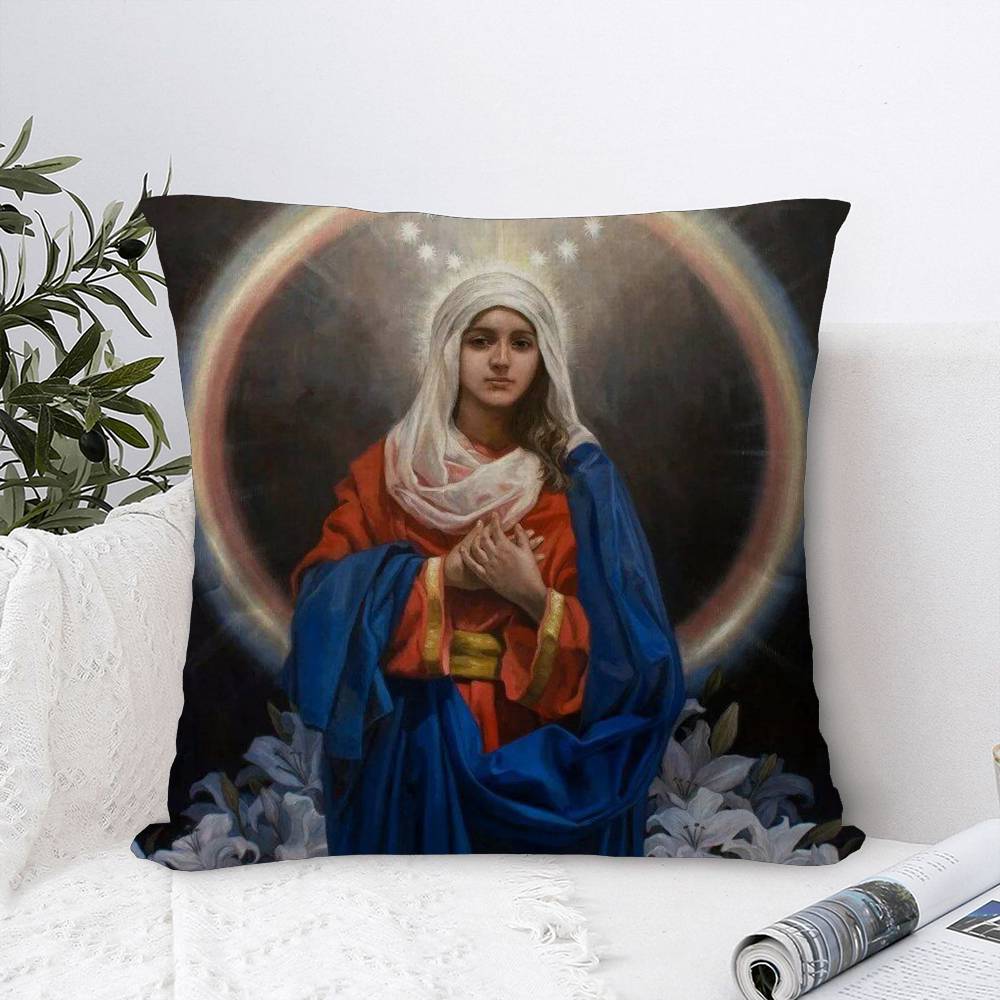 Virgin Mary Christian Pillowcase Toon Gift Cushion Cover Bedroom Home Sofa Chair Seat Decor Pillow Case