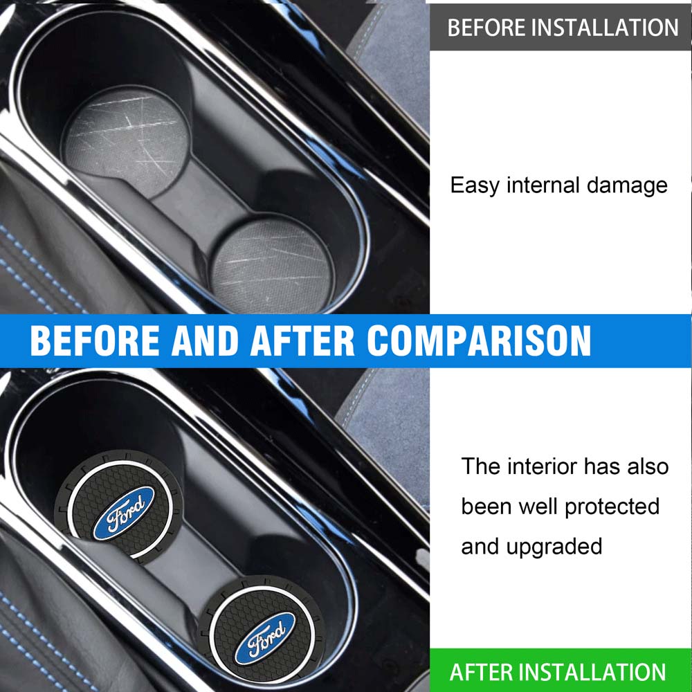 1/2pc Car Badge Water Cup Holder Anti-slip Pad Mat Bottle Slot Coaster For Ford Mondeo Fiesta Mk6 Mk4 F150 Ranger Y120 Mustang Kuga