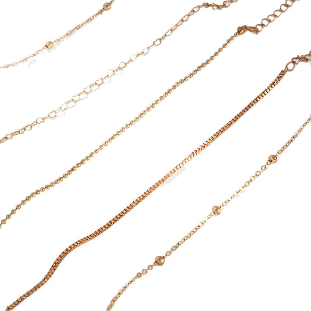 European and American Xiyin hot-selling piece set bracelet set female alloy round bead chain box chain simple bracelet