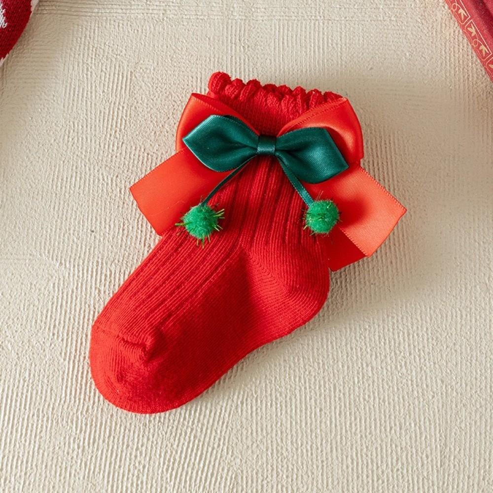 Cotton Calf Sock Bow Princess Socks New Christmas Hosiery Autumn and Winter