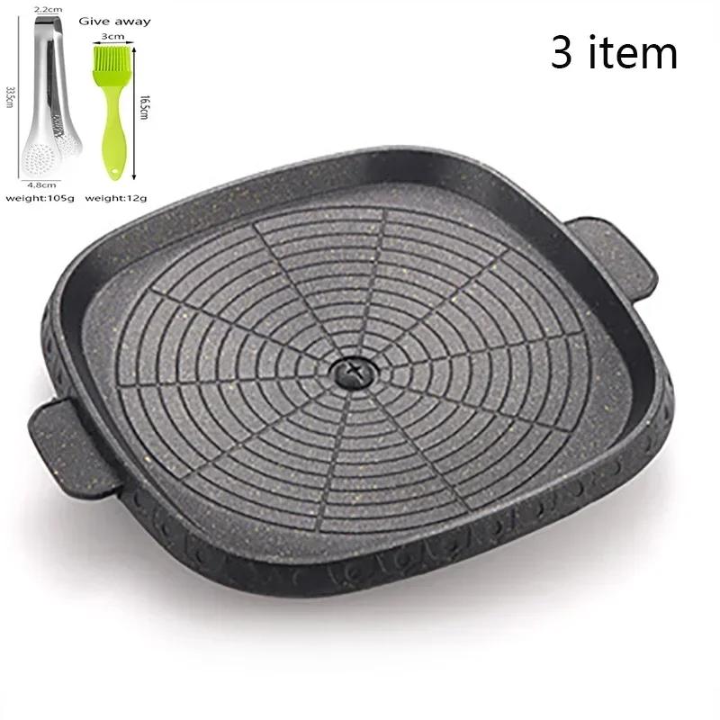 3 Shape 32cm Korean Maifan Stone Grill Pan Non-stick Portable Household Outdoor BBQ Plate Smokeless Aluminum Tray Hot New