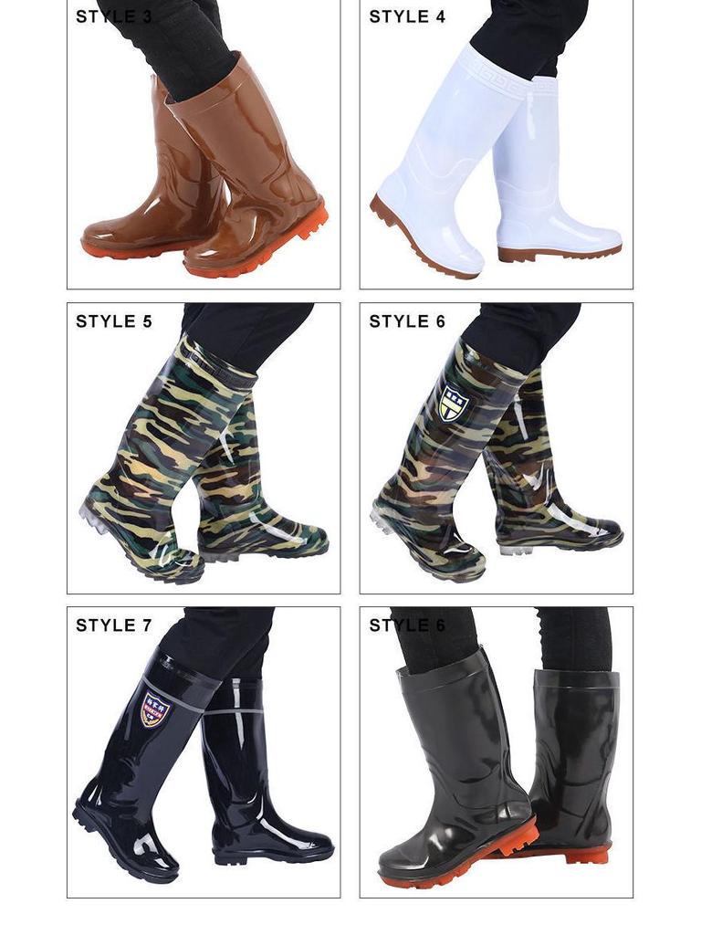 Men's High-Top Non-Slip PVC Construction Rain Boots - Wear-Resistant, Water-Resistant Mid-Calf Rubber Shoes