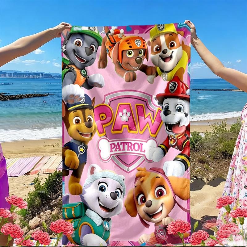 Asciugamano da Spiaggia con Stampa PAW Patrol, Asciugamano da Spiaggia Versatile Leggero Assorbente per Piscina Surf Yoga Bagno, Regalo Perfetto per Compleanno e Vacanze