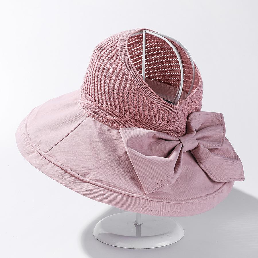Deep Hat Brimmed Sweet Bow Solid Color Breathable Sweet Womens Sunshade Hats