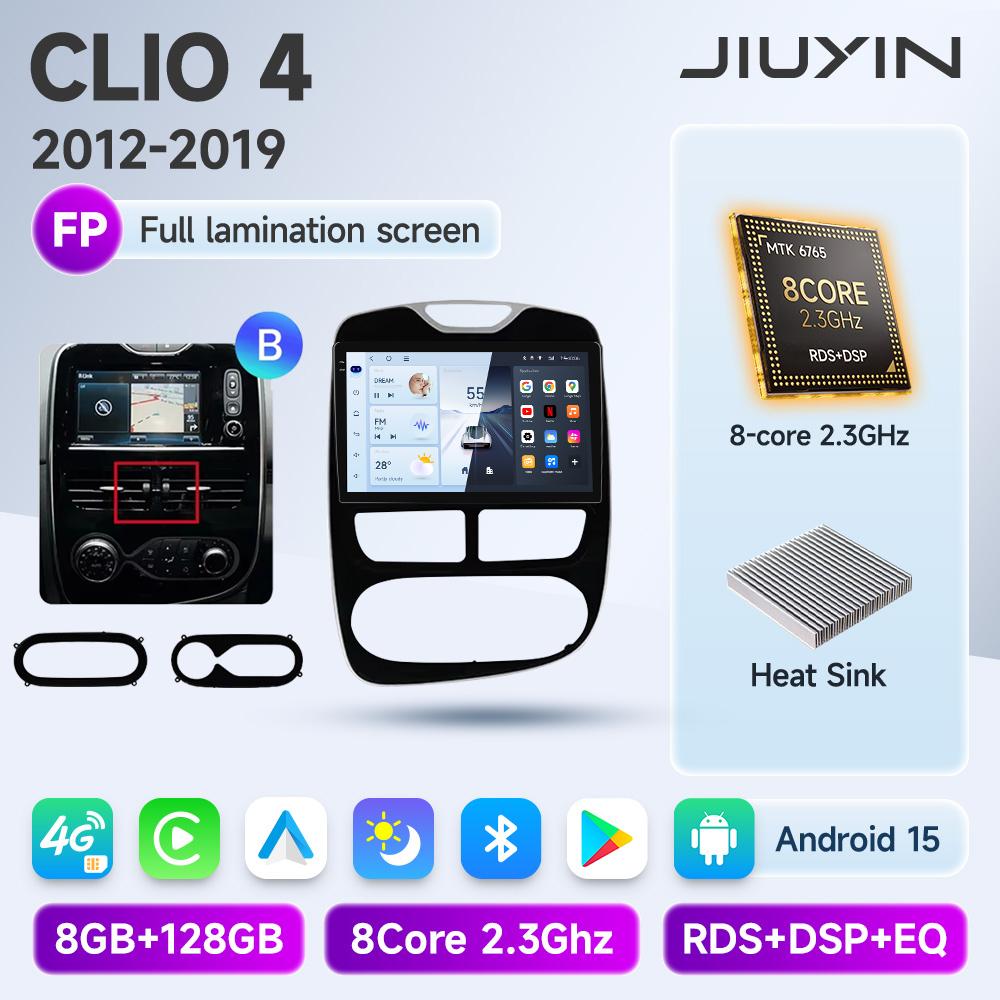 JIUYIN Android 15 Wireless CarPlay Auto Car Radio For Renault Clio 4 ZOE 2012-2019 Intelligent Systems DSP SWC RDS GPS FM BT