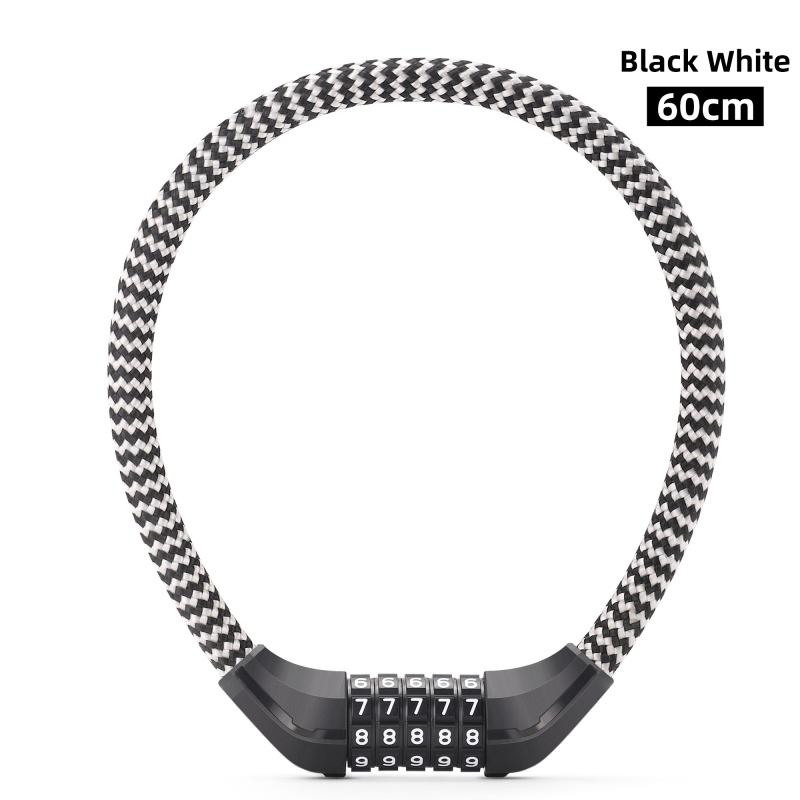 WEST BIKING Multicolor Bicycle Cable Lock Portable Anti-Theft Wire Lock Kid Students 5-Digit Password MTB Road Bike Cycling Lock White 5 Password