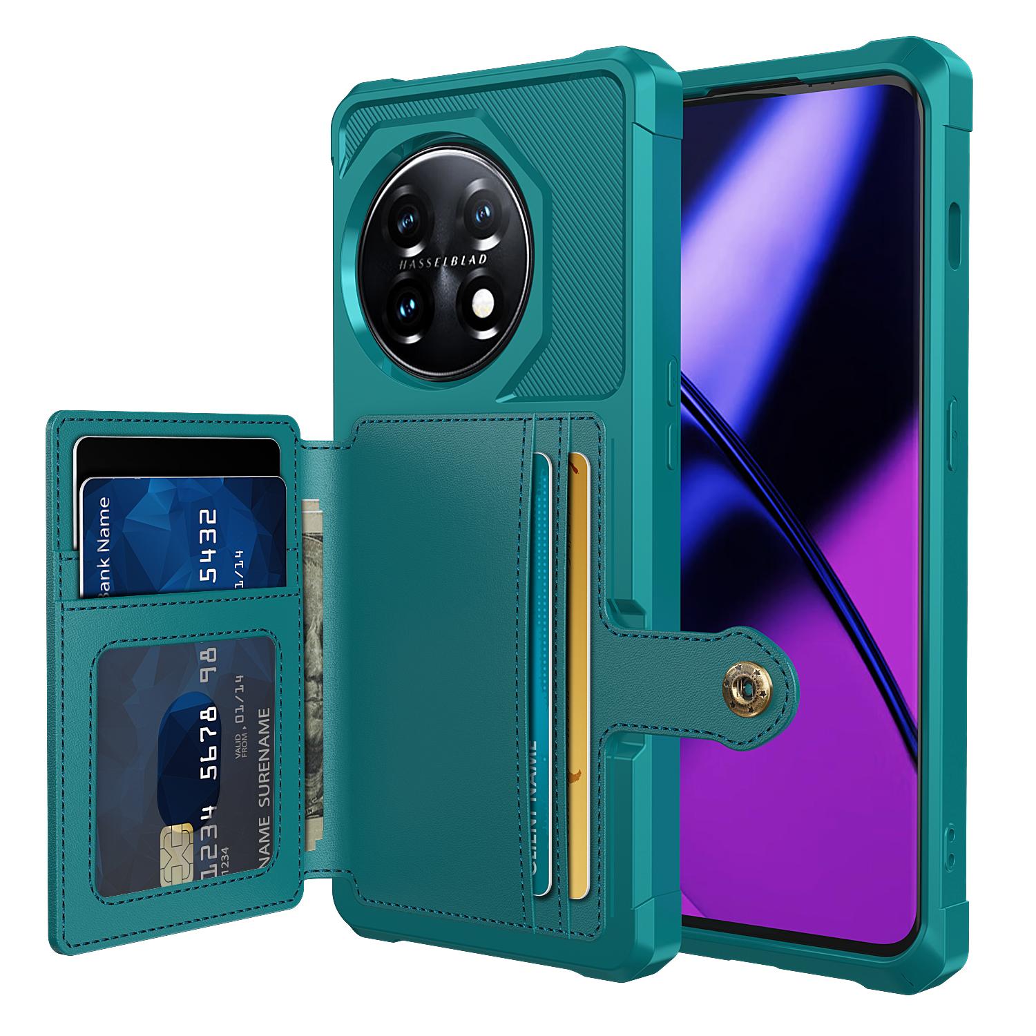 

ZM03 Противоударный чехол для OnePlus 11 5G, TPU-чехол с покрытием из ПУ-кожи, с держателем для карт, подставкой Green