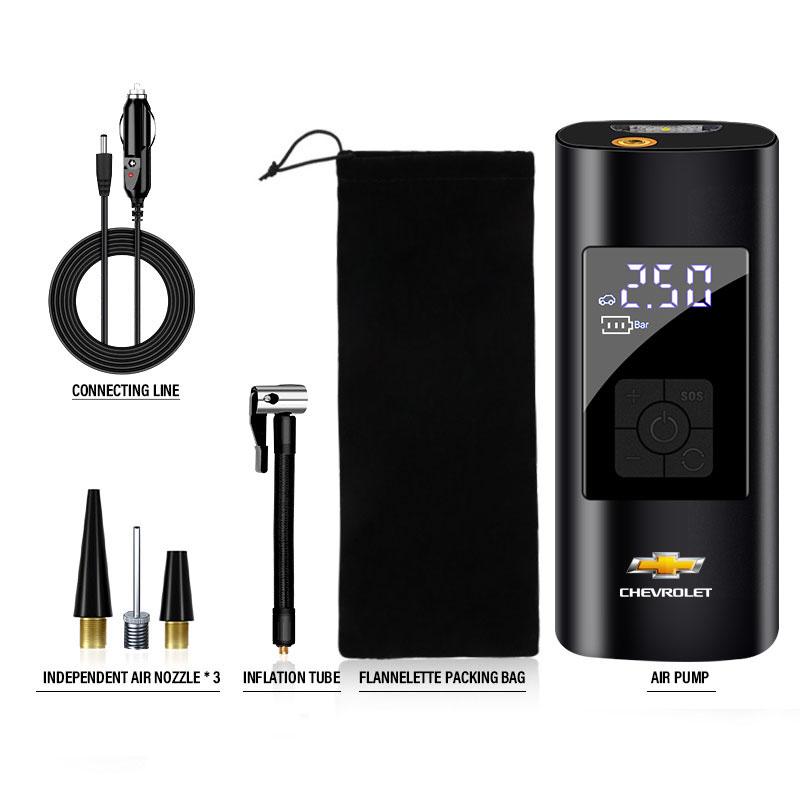 1Pcs Car Tire Inflator Smart Digital Inflatable Pump Emblem Accessories for Chevrolet Camaro Trax Blazer Cavalier Onix Aveo Silverado Malibu Captiva