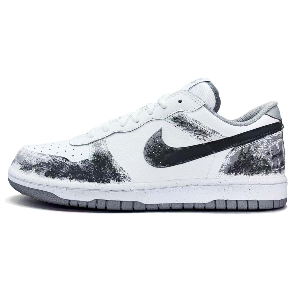 Nike Big Kung Fu Panda Leather Wear Resistant And Lightweight Low Top Skateboard Shoes Unisex Black White 355152-106()