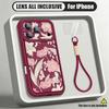 Flowers Fruits Print Lanyard Case For iPhone 18 Pro Max Shockproof Bumper Soft Silicone Cover For iPhone 17 16 15 14 13 Pro Max 17E