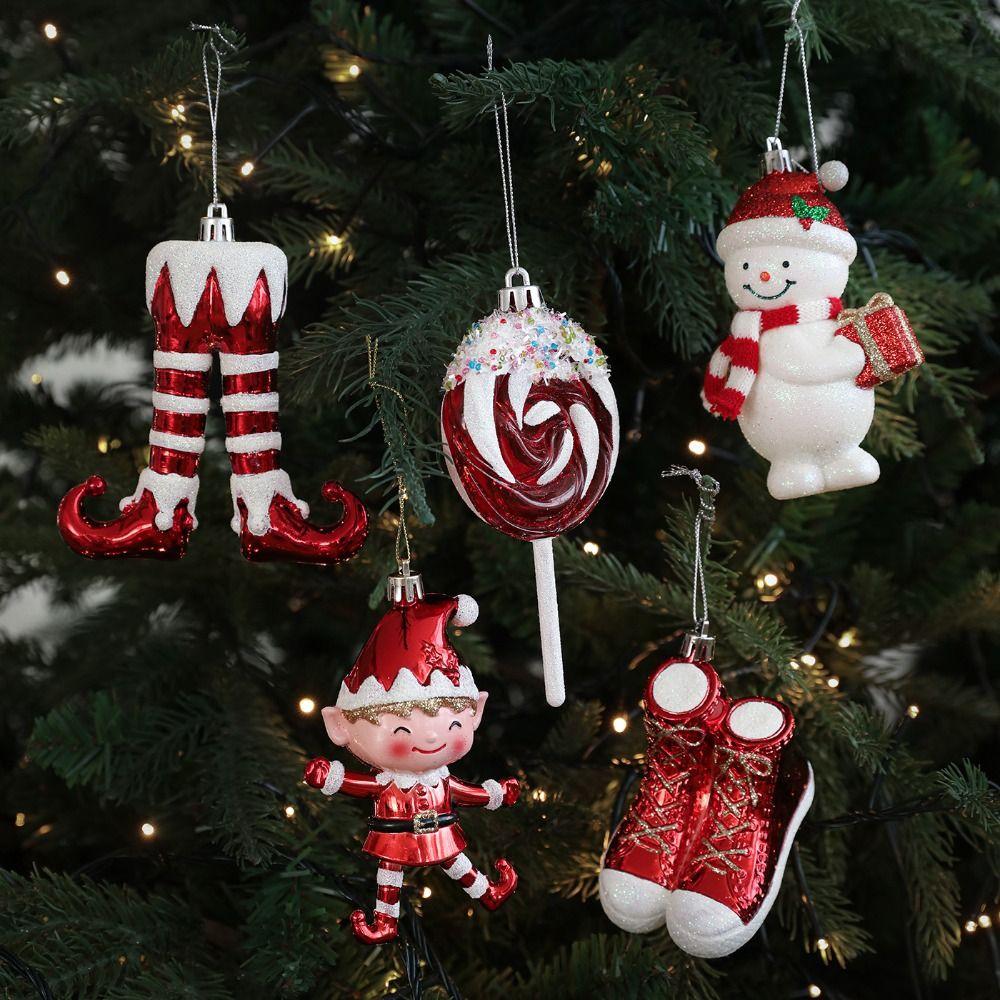 DIY Decor Cartoon Santa Claus Pendant Red&White Hanging Painted Ornaments  Xmas