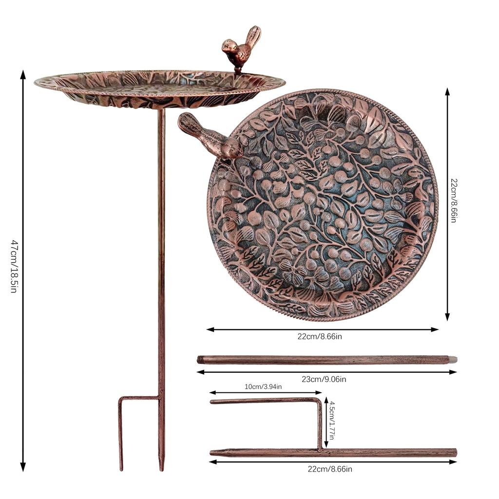 Decorative Frostproof Metal Bird Bath Feeder With Vintage Iron Detailing Winter Resistant For Outdoor Use Standing Basin