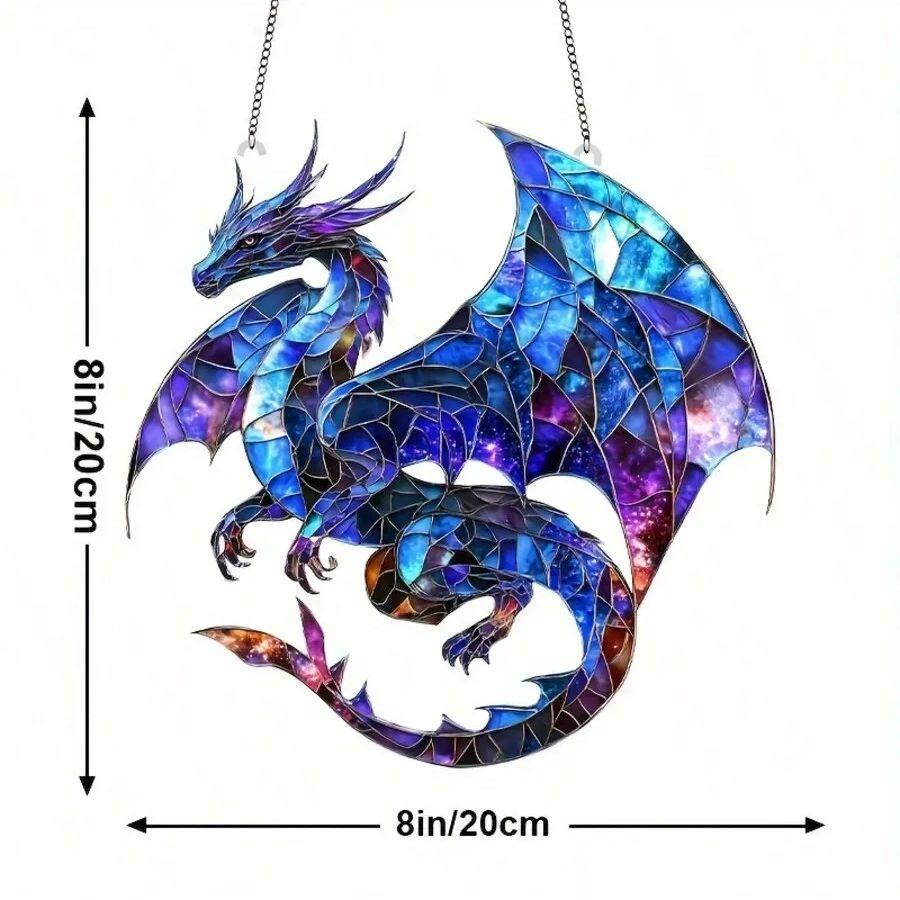 1 piece of charming blue dragon acrylic window hanging decoration, suitable for home, office, outdoor decoration, garden