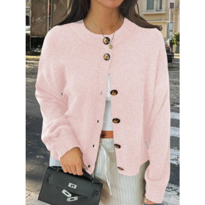 Casual Simple Button Long-sleeved Jacket Sweater for Women 2025 Autumn Winter