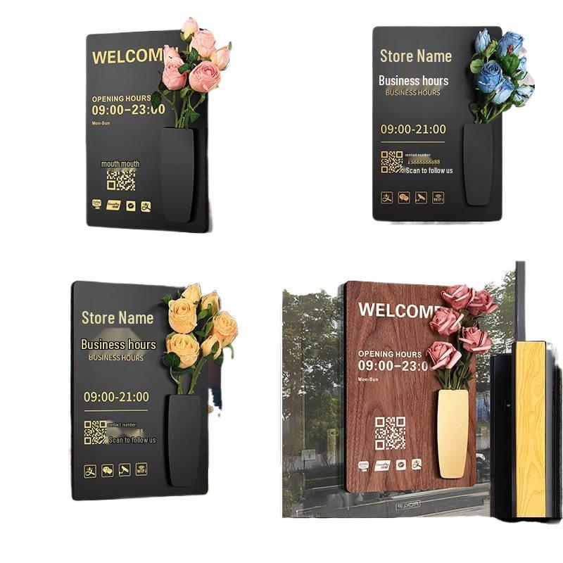 Custom Acrylic Business Hours Door Sign Sticker for Storefronts