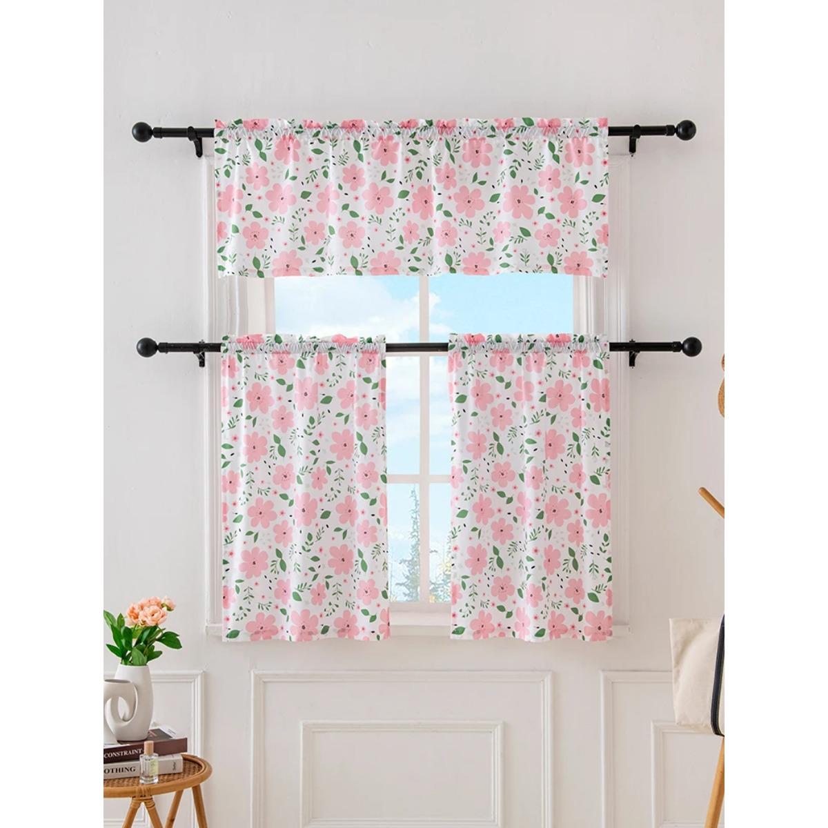 

140 * 46 СМ (1PCS) 68 * 60 СМ 60 * 91 СМ (2pcs) Кухонные занавески серии «Маленькие цветы» подходят для кухни 68X91CM&Fixed Pleat