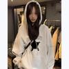 Women's Fleece-Lined Cotton Hooded Sweatshirt - Korean Style Spring/Autumn/Winter Casual Loose Coat for Students and Trendy Men.