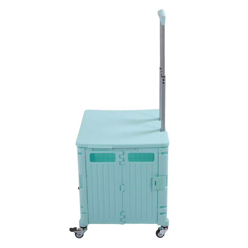 Collapsible Utility Cart Rolling Crate Swivel Casters PP Strong with Telescopic Handle Lid Storage