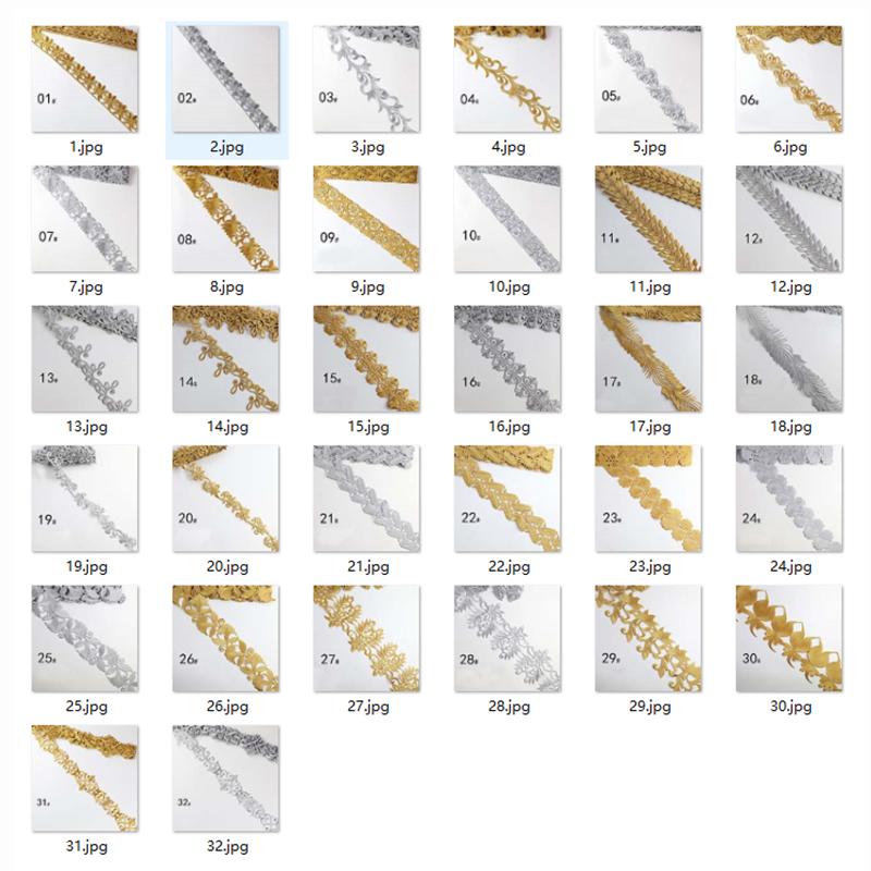 Gold Silver Thread Heavy Embroidery Lace Ribbon Shiny Diy Ethnic Garment Costume Dress Embellished Textile Iron-on Lace Trims