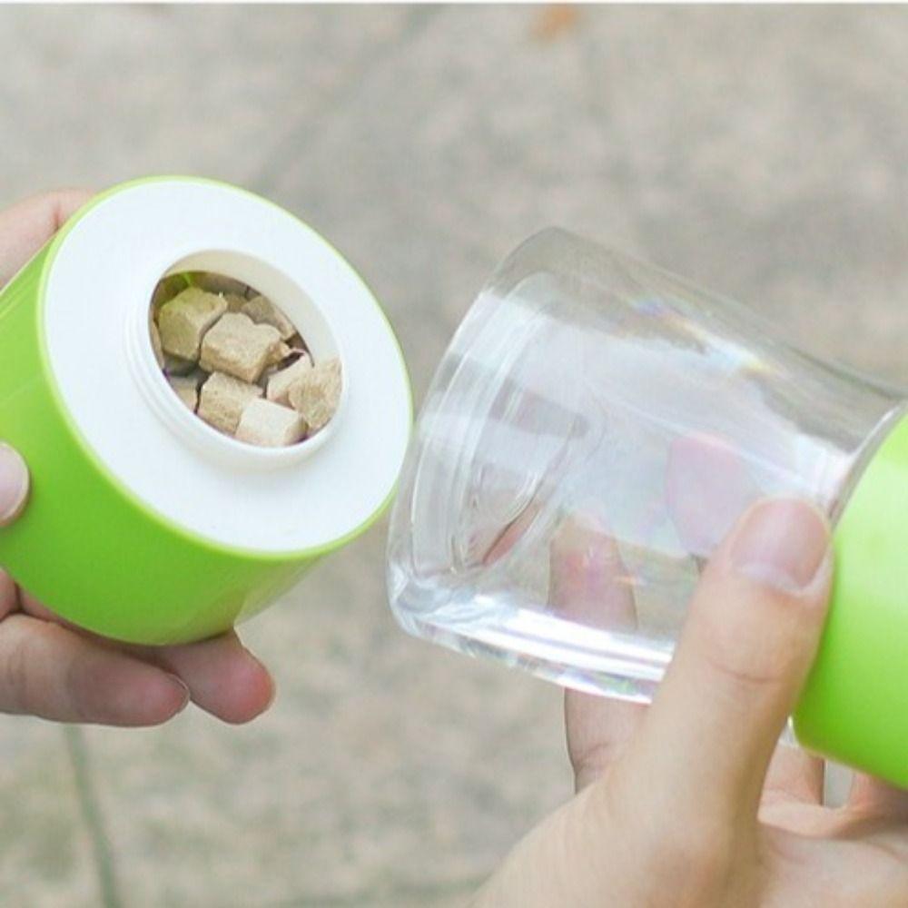 Haustierbedarf 2-in-1 Haustier-Wasserflasche Tragbar Auslaufsicher Outdoor Hundetasse Kunststoff Welpen-Wasserspender Wandern