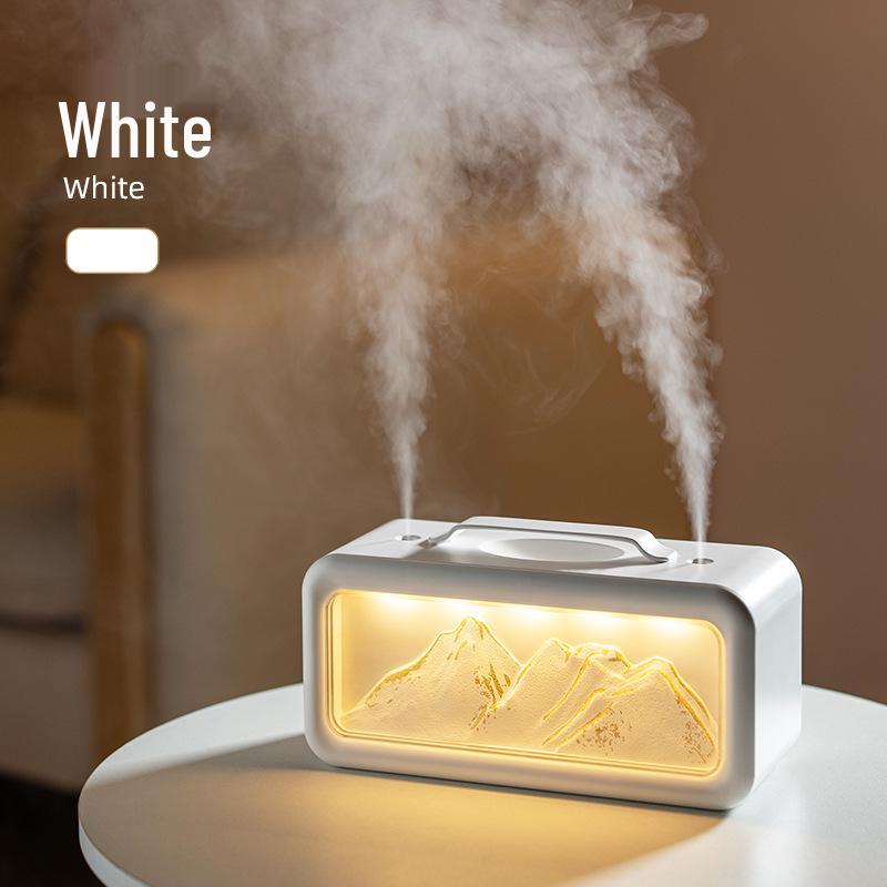 Double Spray Desktop Humidifier with Snow Mountain Night Light