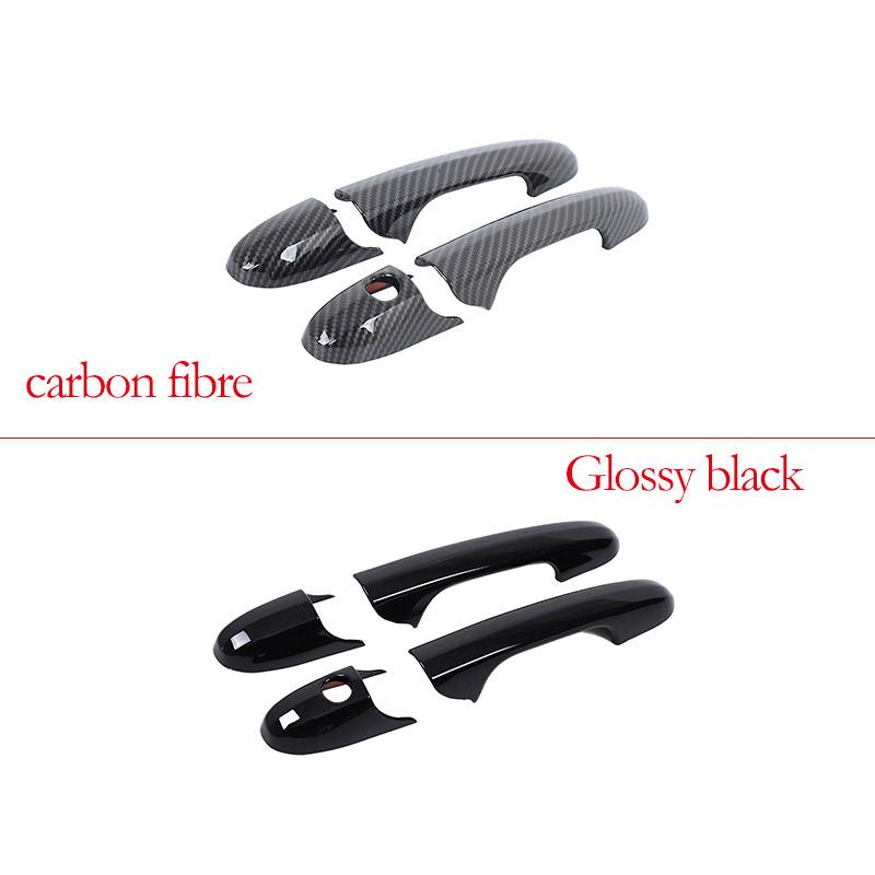 ABS Carbon fiber/Glossy Black For Fiat 500 And Abarth 595 695 2007+ Car Door Handles Decorative Cover Trim Exterior Accessories