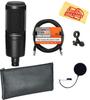 Audio-Technica AT2020 Cardioid Condenser Microphone Bundle with Pop Filter XLR Cable and Polishing Cloth