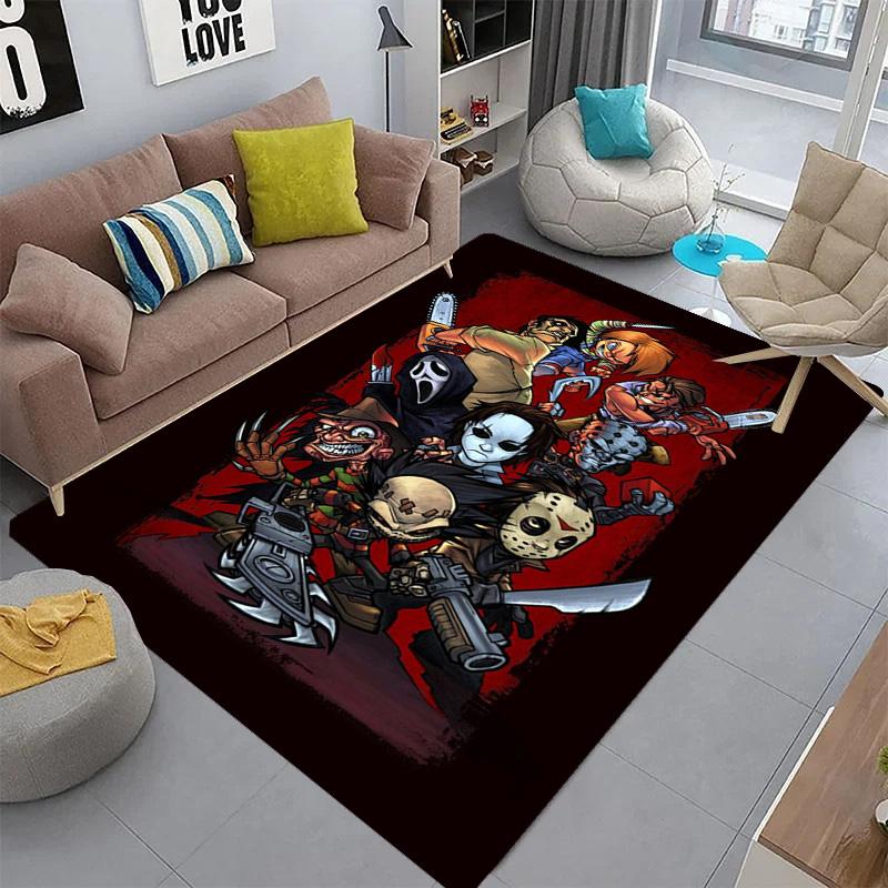 Horror-Ikonen vereint Teppich Wohnzimmer- und Schlafzimmer-Matten Heimdekoration Schlafzimmerdekoration Schutzmatte Weihnachtsgeschenke