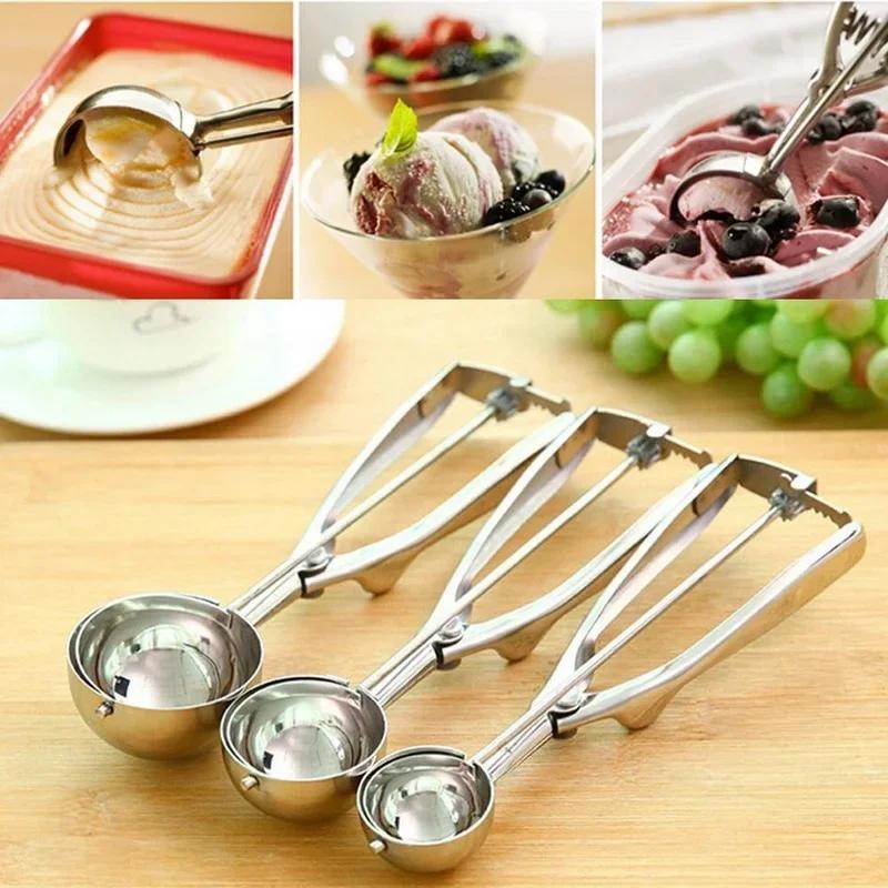 New Stainless Steel Ice Cream Scoop Potato Ball Spoon Handmade Ice Cube Mold Easy Demoulding Kitchen Accessories Ice Trays Mold