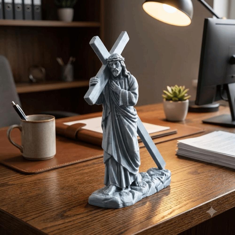 Mini Jesus Statue Cross Decoration 3D Printing Christian Figurine Tabletop Decoration