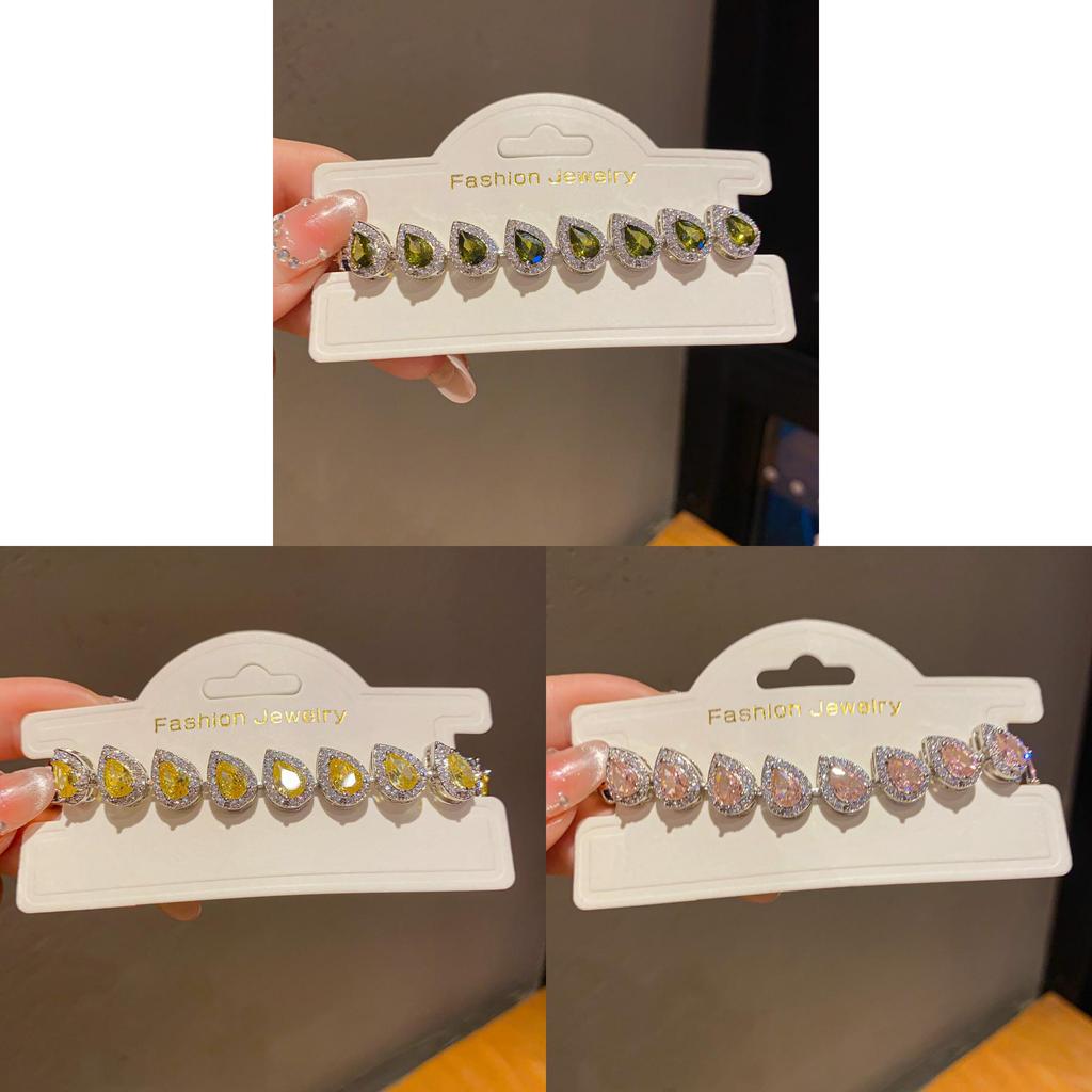 Copper Zircon Water Drop Bracelet For Women With Elegant Casual Style