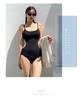 [EnagmourCheripo] Backless One-Piece Swimsuit with Chest Pads, Sexy, Body-Shaping, Solid Color, Lightweight, Sleeveless, Tight Fit, Cute, All-in-One,