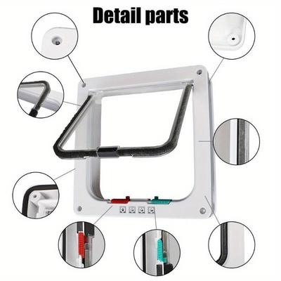 1 Pcs Four-way Lock Dog Cat Flap Door Pet Door Animal Safety Flap Door Plastic Puppy Door Cat Flap Pet Door