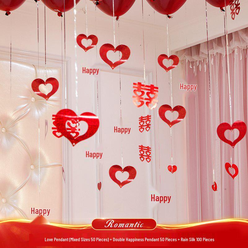 Heart-Shaped Wedding Room Balloons: Romantic Decor for Bride s Living Room
