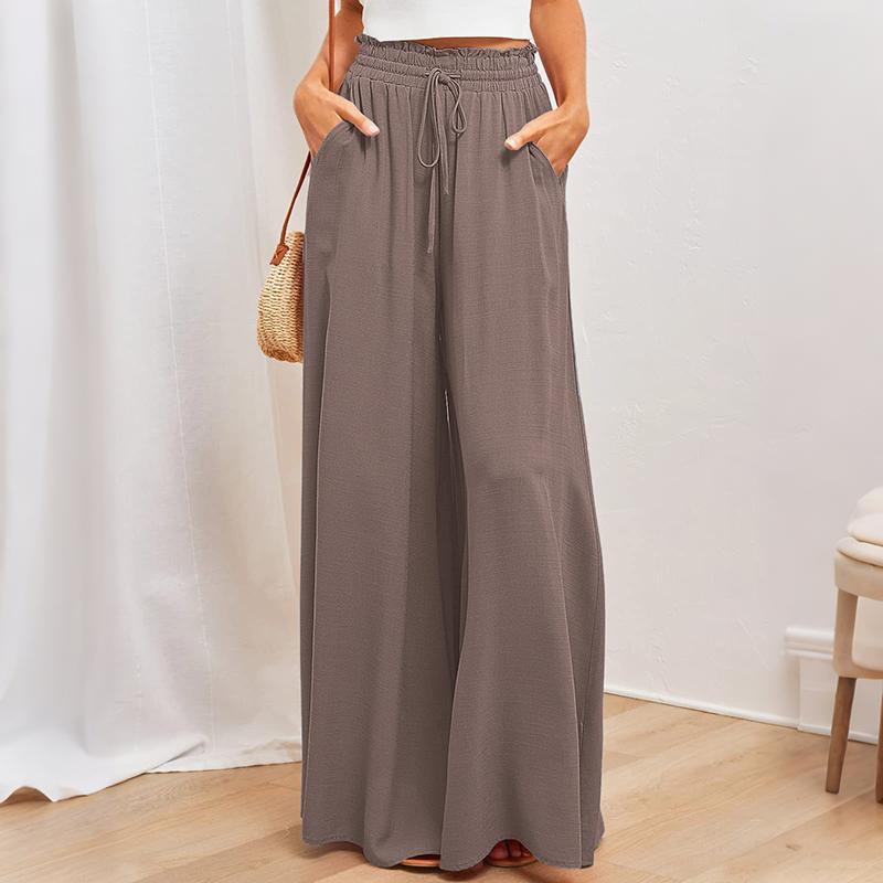 Women Autumn Winter Wardrobe Staple Versatile Draped Bandage High-Waisted Solid Color Pocket Culottes Pants