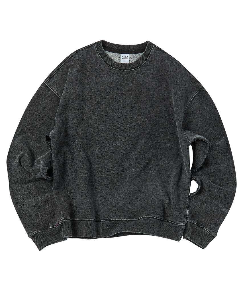 TRAVEL Crease Denim Sweatshirt Black